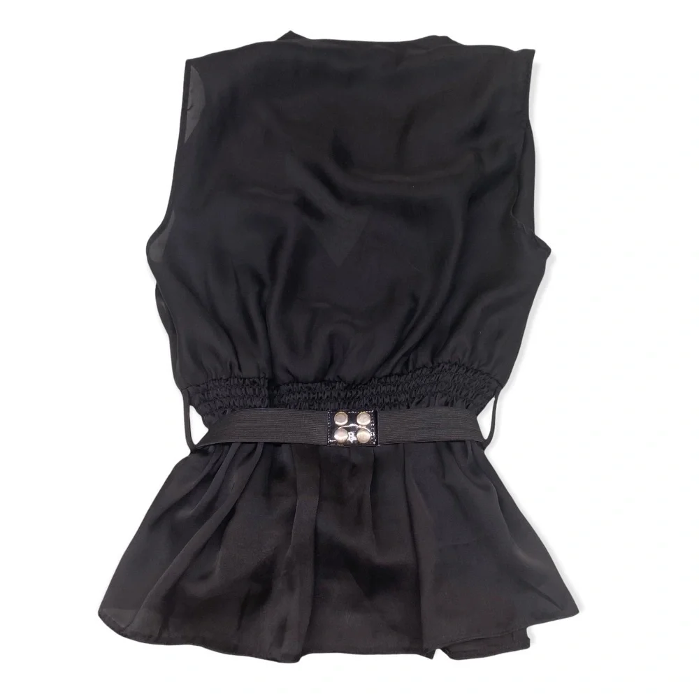 Forever 21 Black Sleeveless Gold Belted Blouse - Picture 2 of 5
